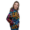 Geometric Print Women's Hoodie-grizzshop