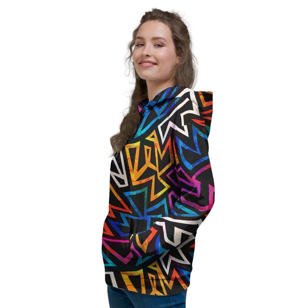 Geometric Print Women's Hoodie-grizzshop