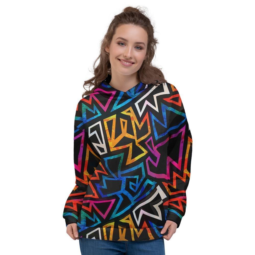 Geometric Print Women's Hoodie-grizzshop