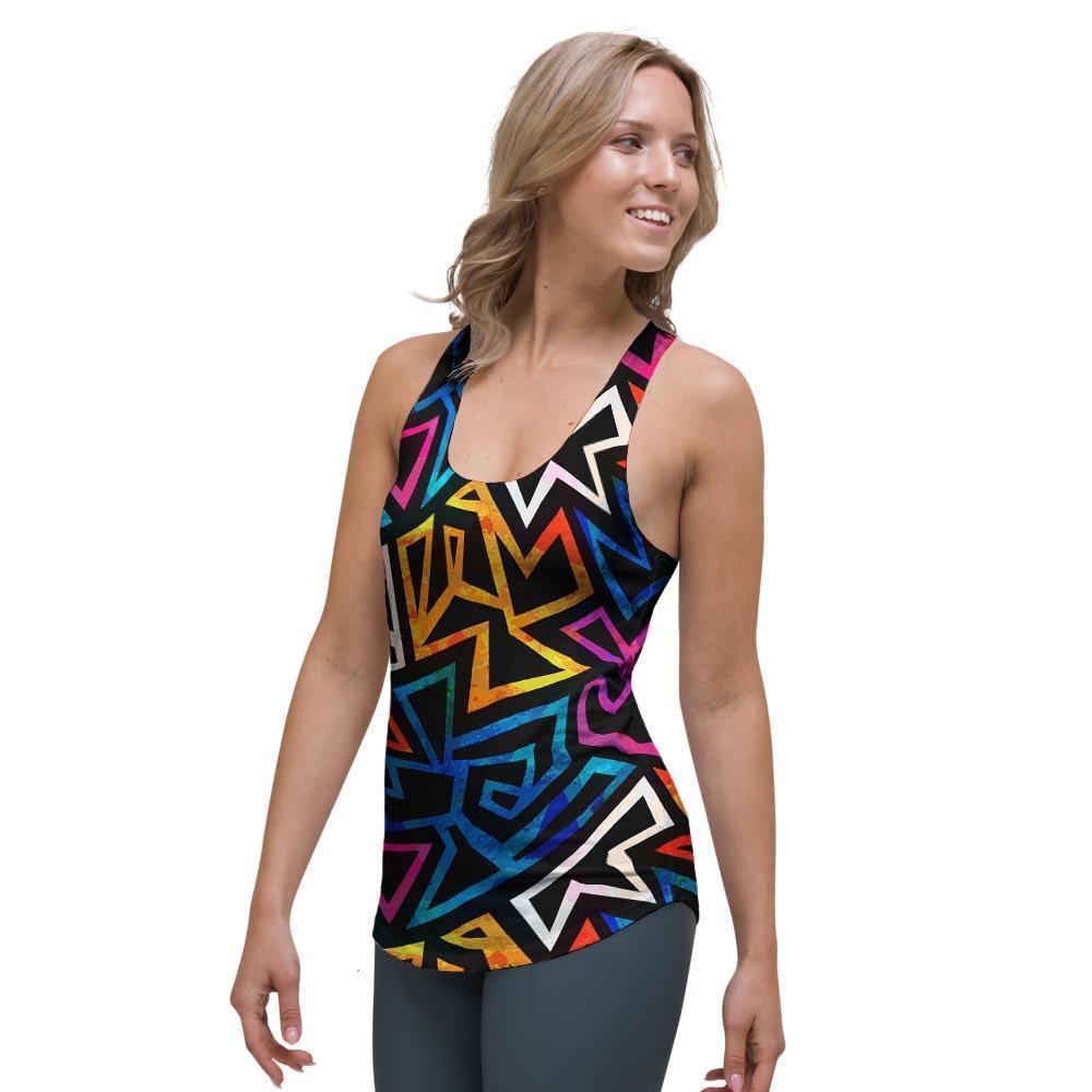 Geometric Print Women's Racerback Tank Top-grizzshop