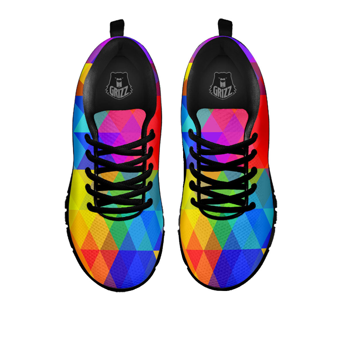 Geometric Rainbow Polygonal Print Black Sneaker-grizzshop