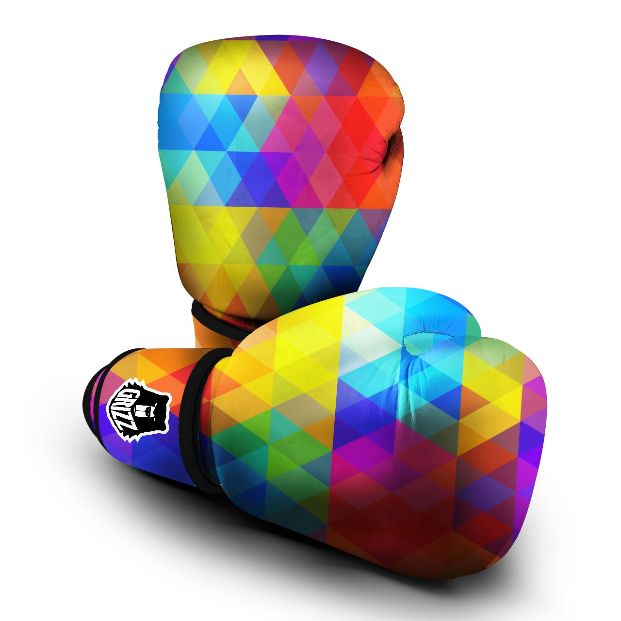 Geometric Rainbow Polygonal Print Boxing Gloves-grizzshop