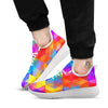 Geometric Rainbow Polygonal Print White Athletic Shoes-grizzshop