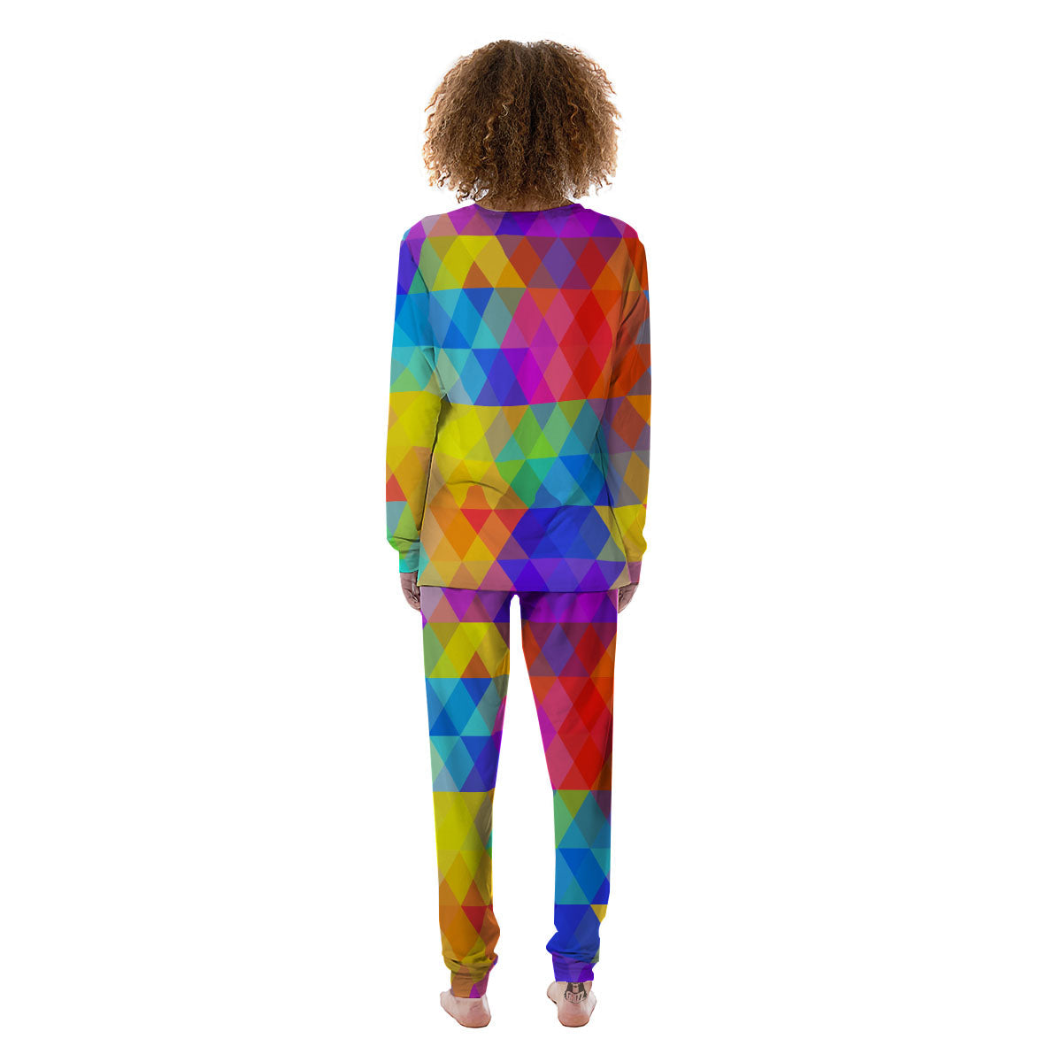 Geometric Rainbow Polygonal Print Women's Pajamas-grizzshop