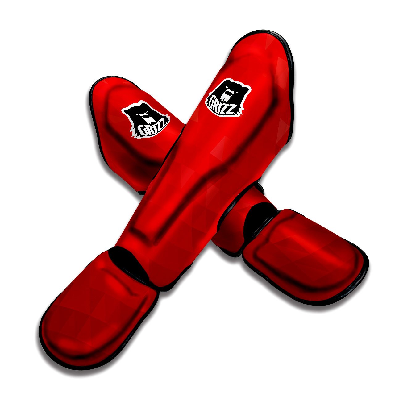 Geometric Red Polygonal Print Muay Thai Shin Guards-grizzshop