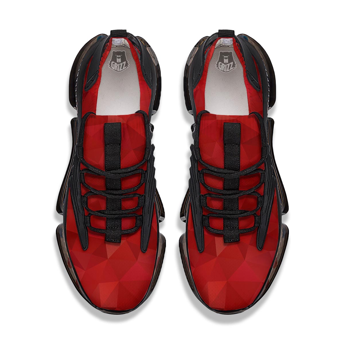 Geometric Red Print Pattern Black Gym Shoes-grizzshop