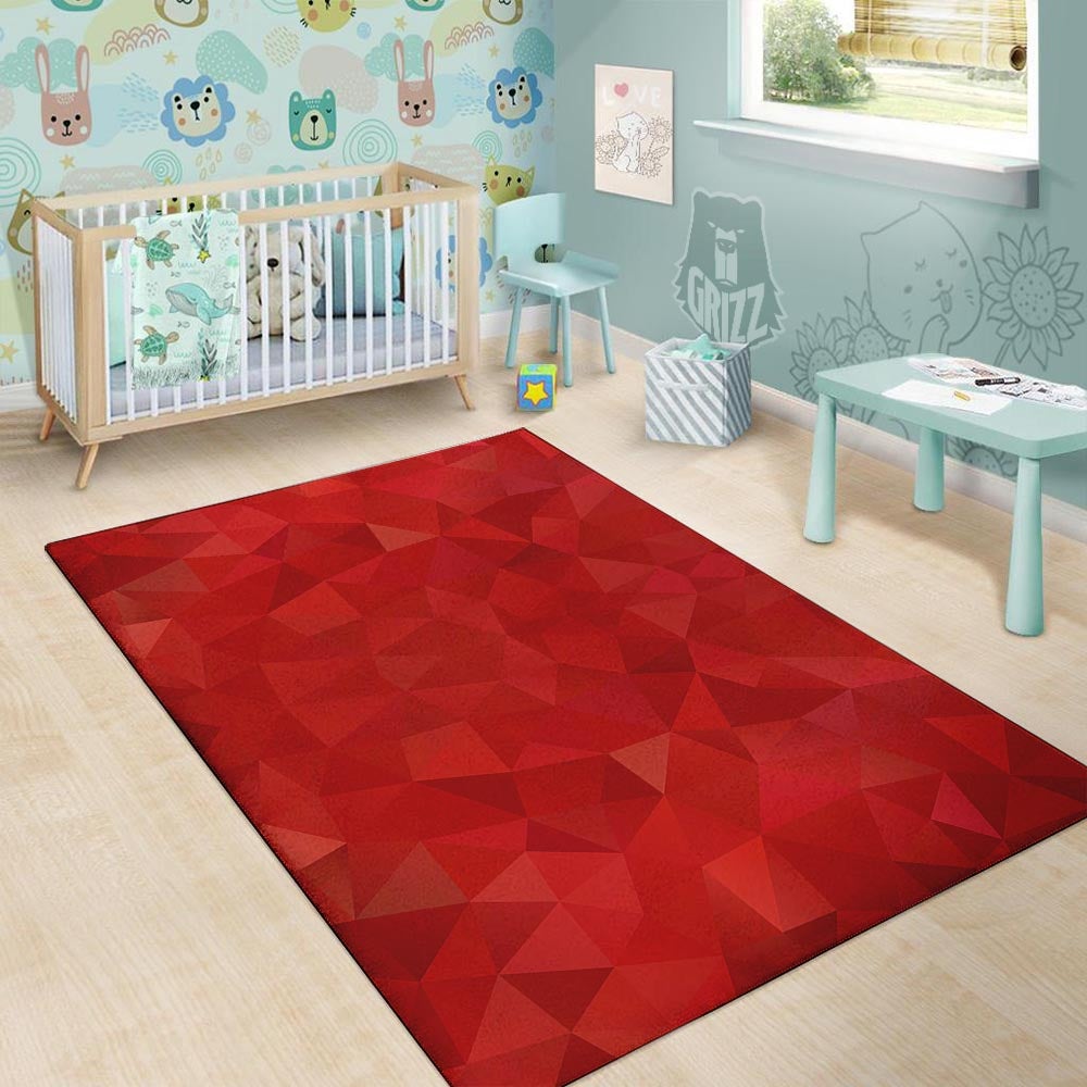 Geometric Red Print Pattern Floor Mat-grizzshop