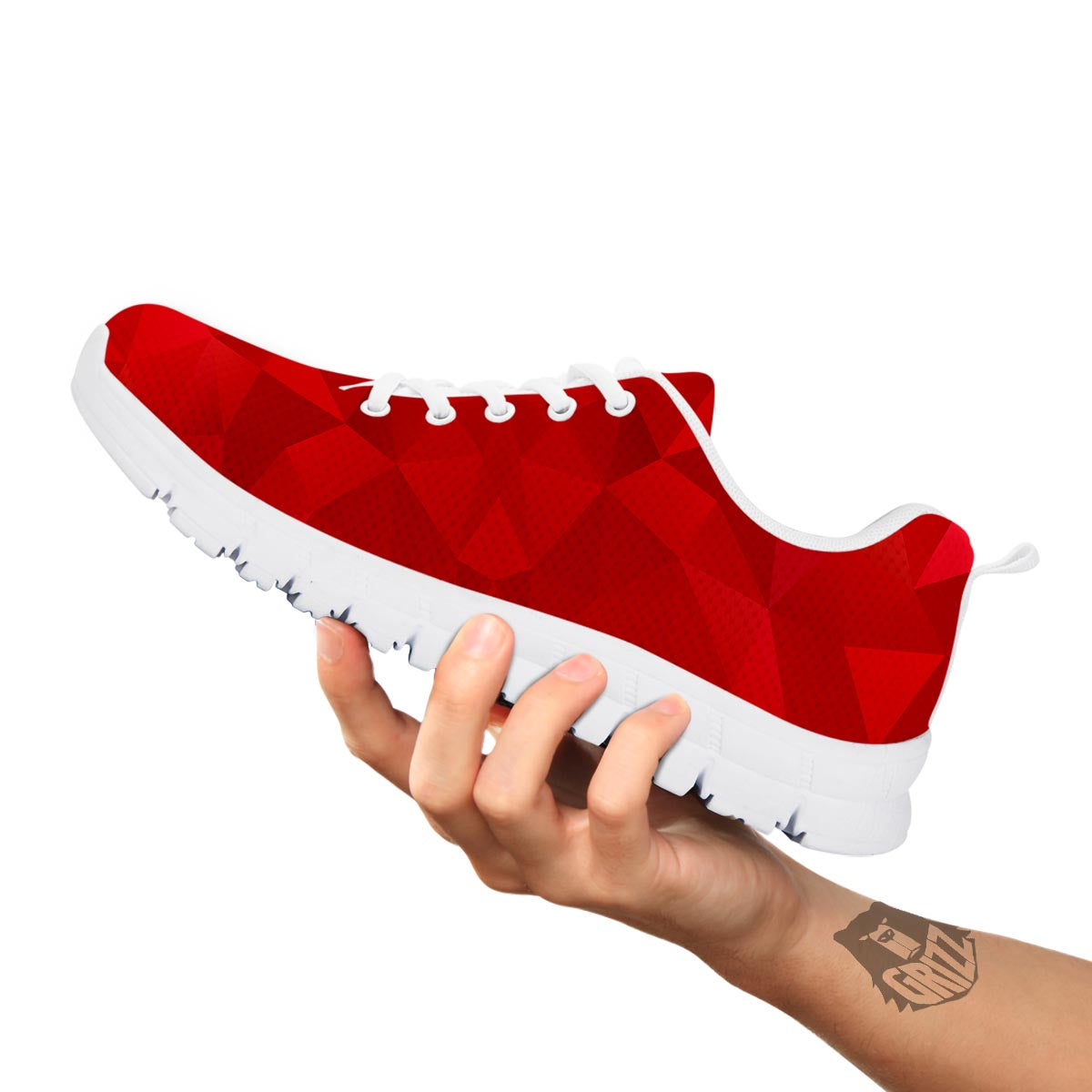Geometric Red Print Pattern White Sneaker-grizzshop