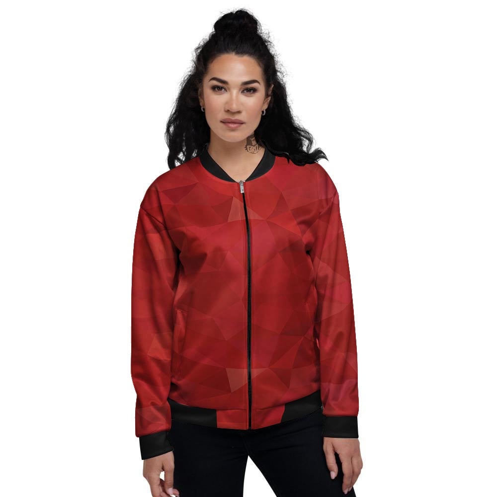 Geometric Red Print Pattern Women's Bomber Jacket-grizzshop