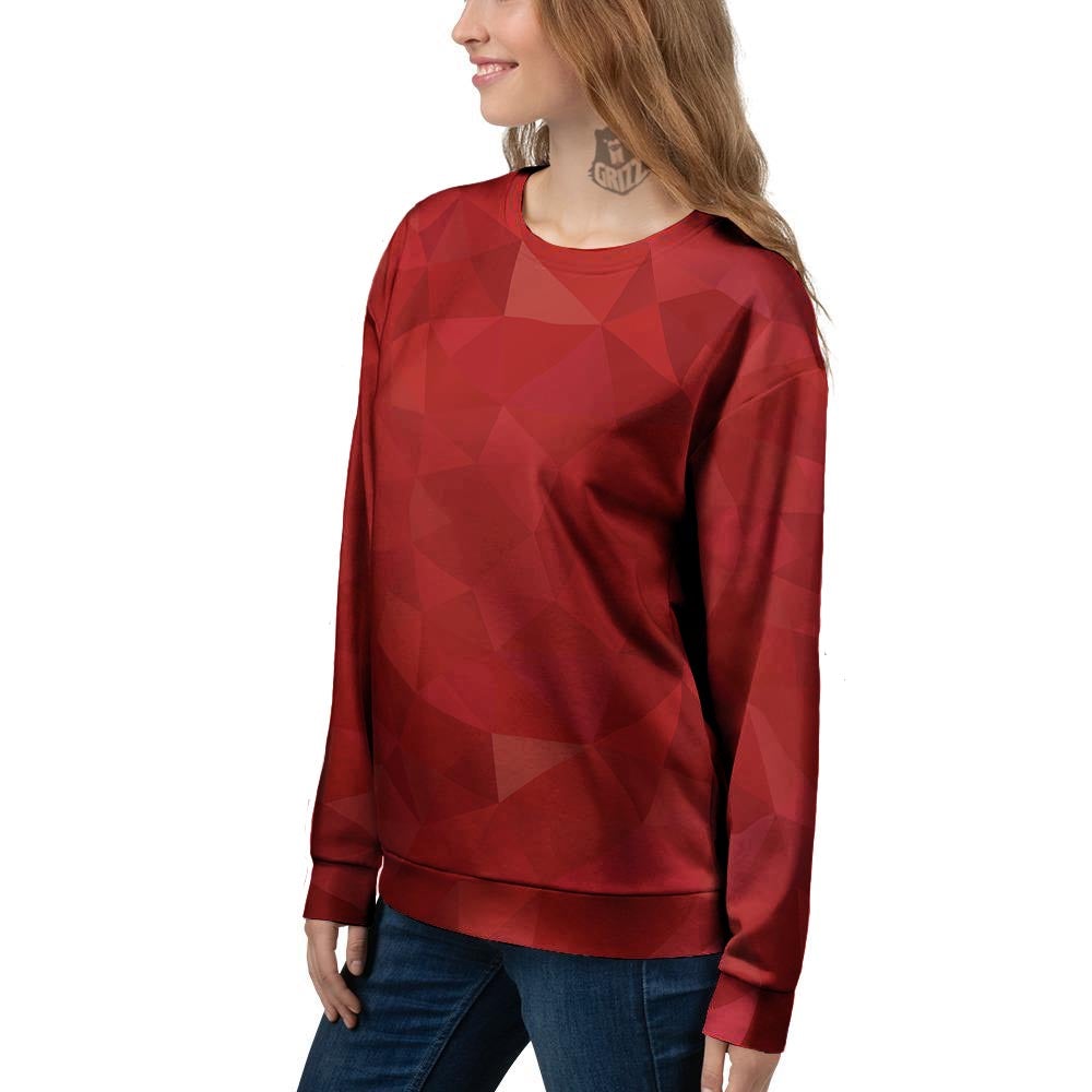 Geometric Red Print Pattern Women's Sweatshirt-grizzshop