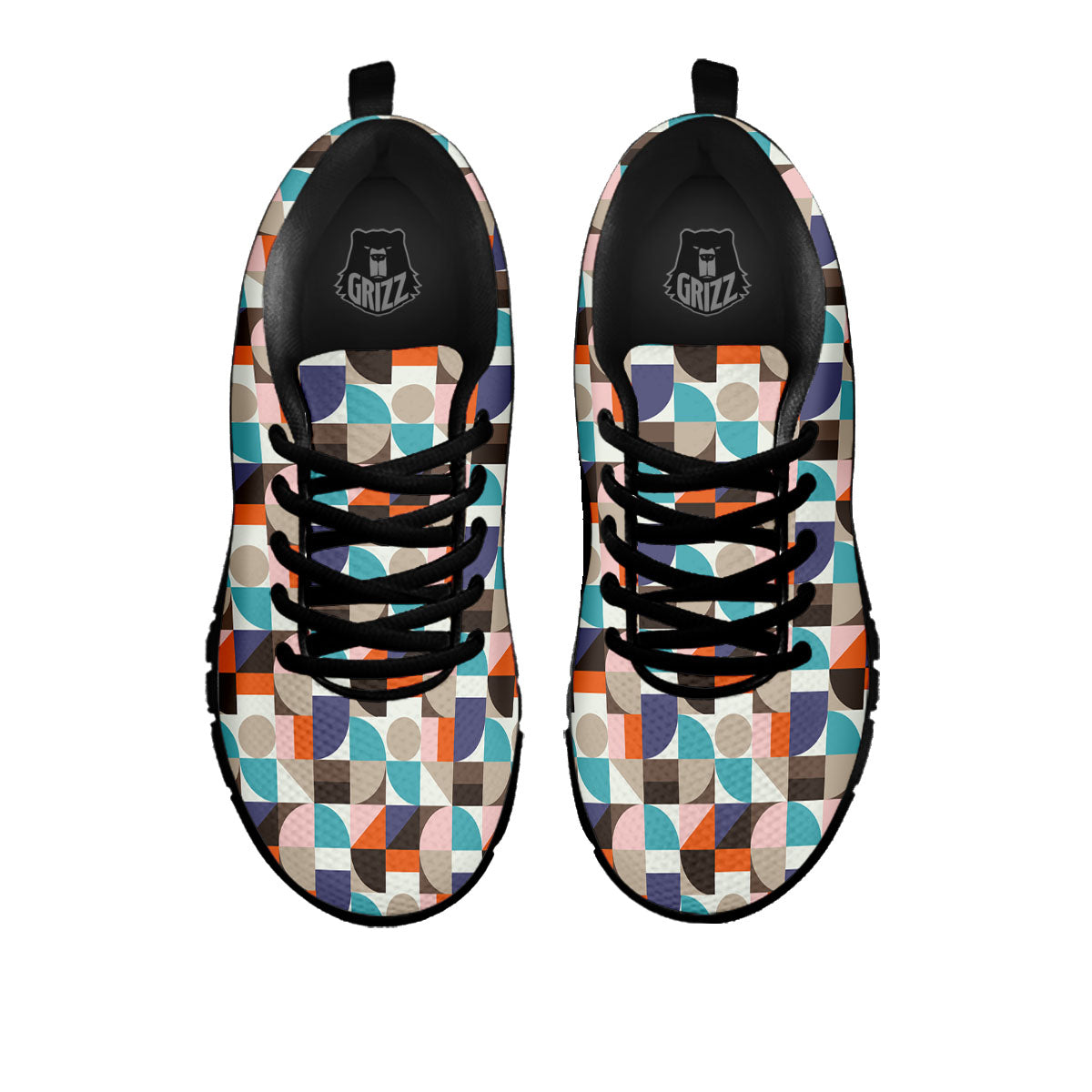 Geometric Shape Pastel Print Pattern Black Sneaker-grizzshop