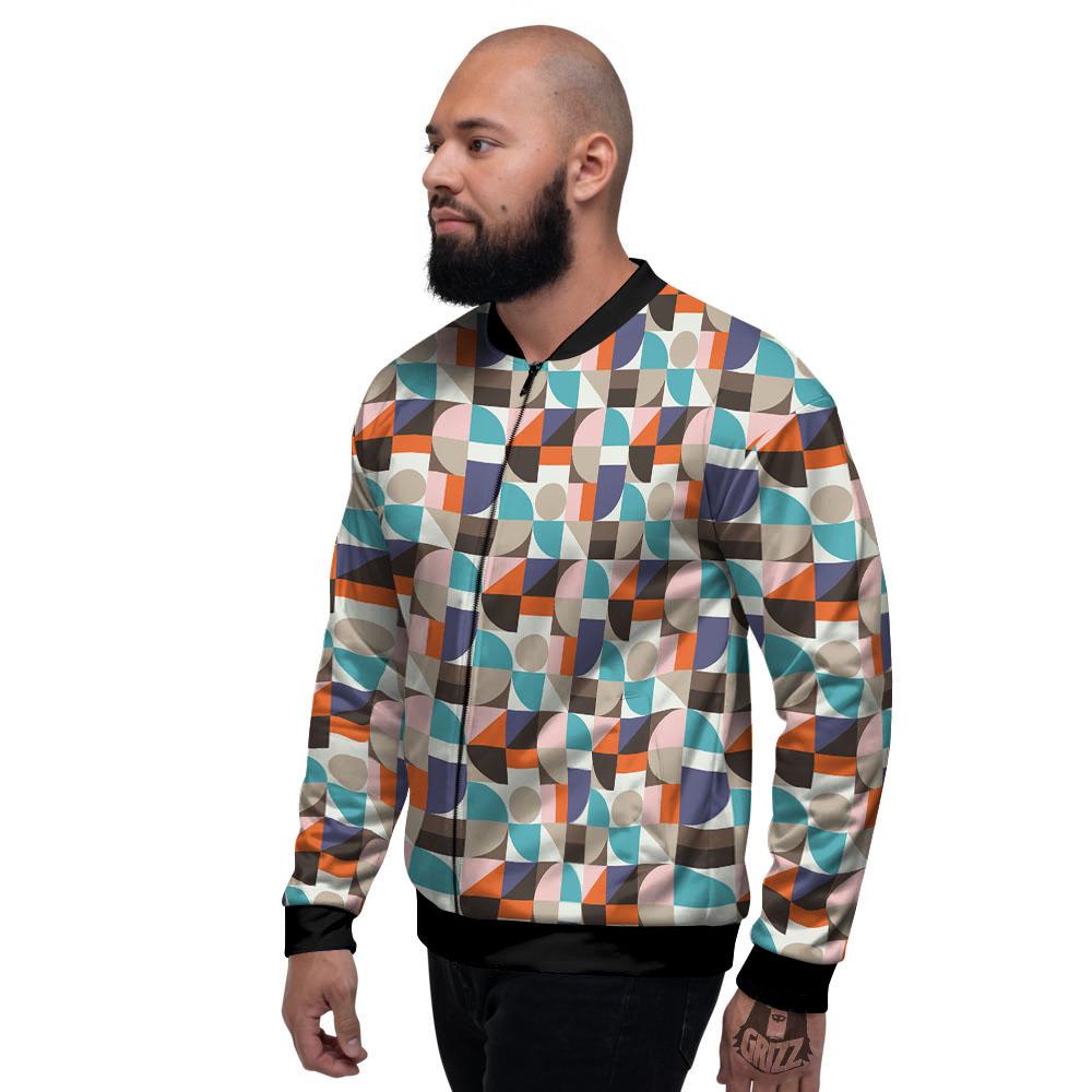 Geometric Shape Pastel Print Pattern Men's Bomber Jacket-grizzshop