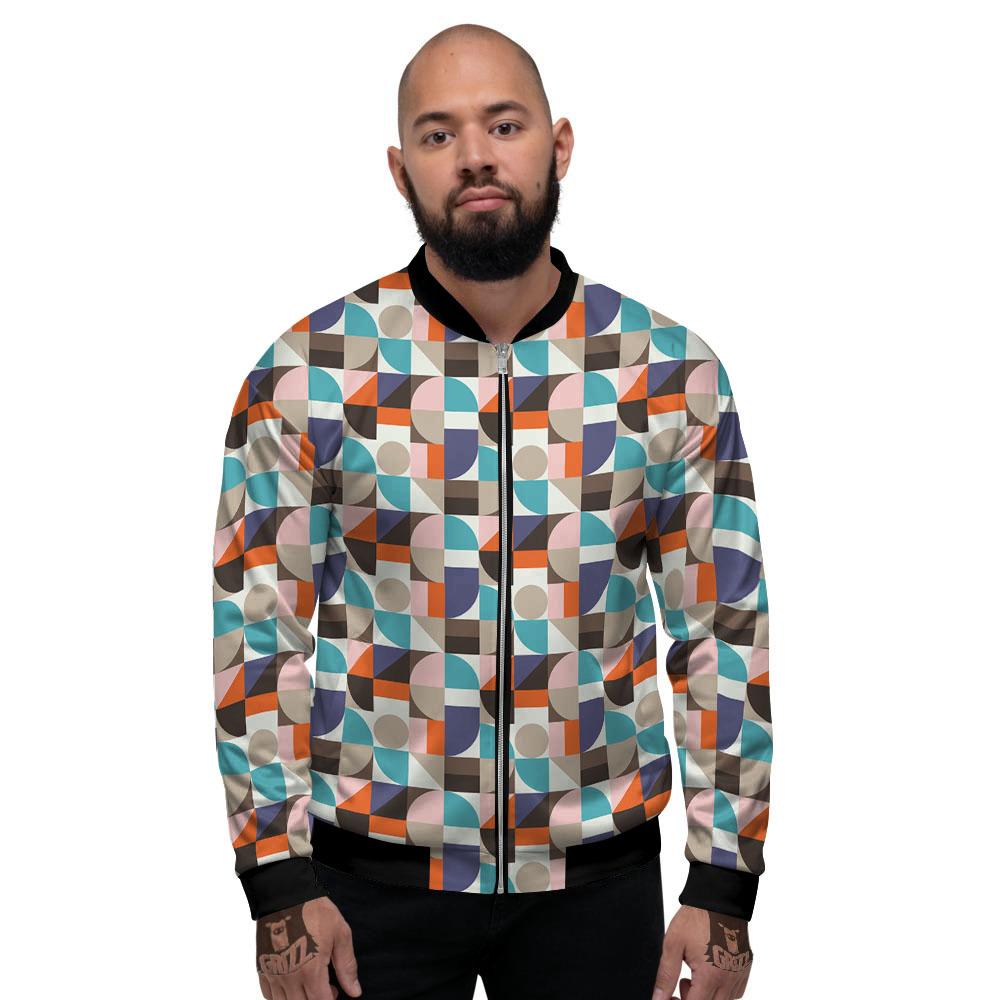 Geometric Shape Pastel Print Pattern Men's Bomber Jacket-grizzshop