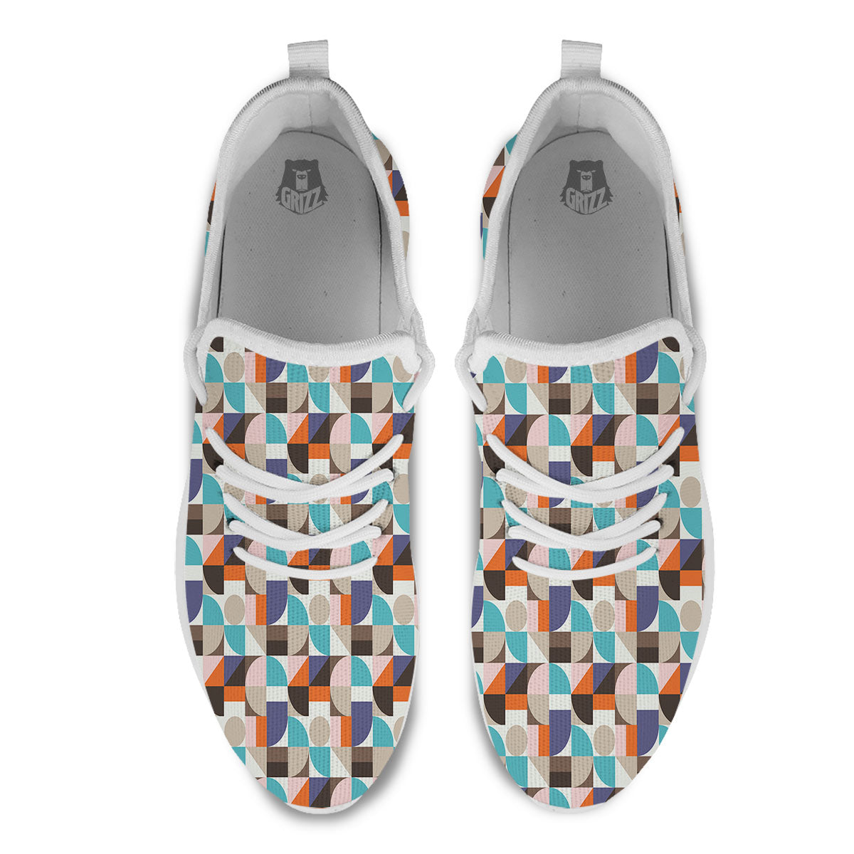 Geometric Shape Pastel Print Pattern White Athletic Shoes-grizzshop