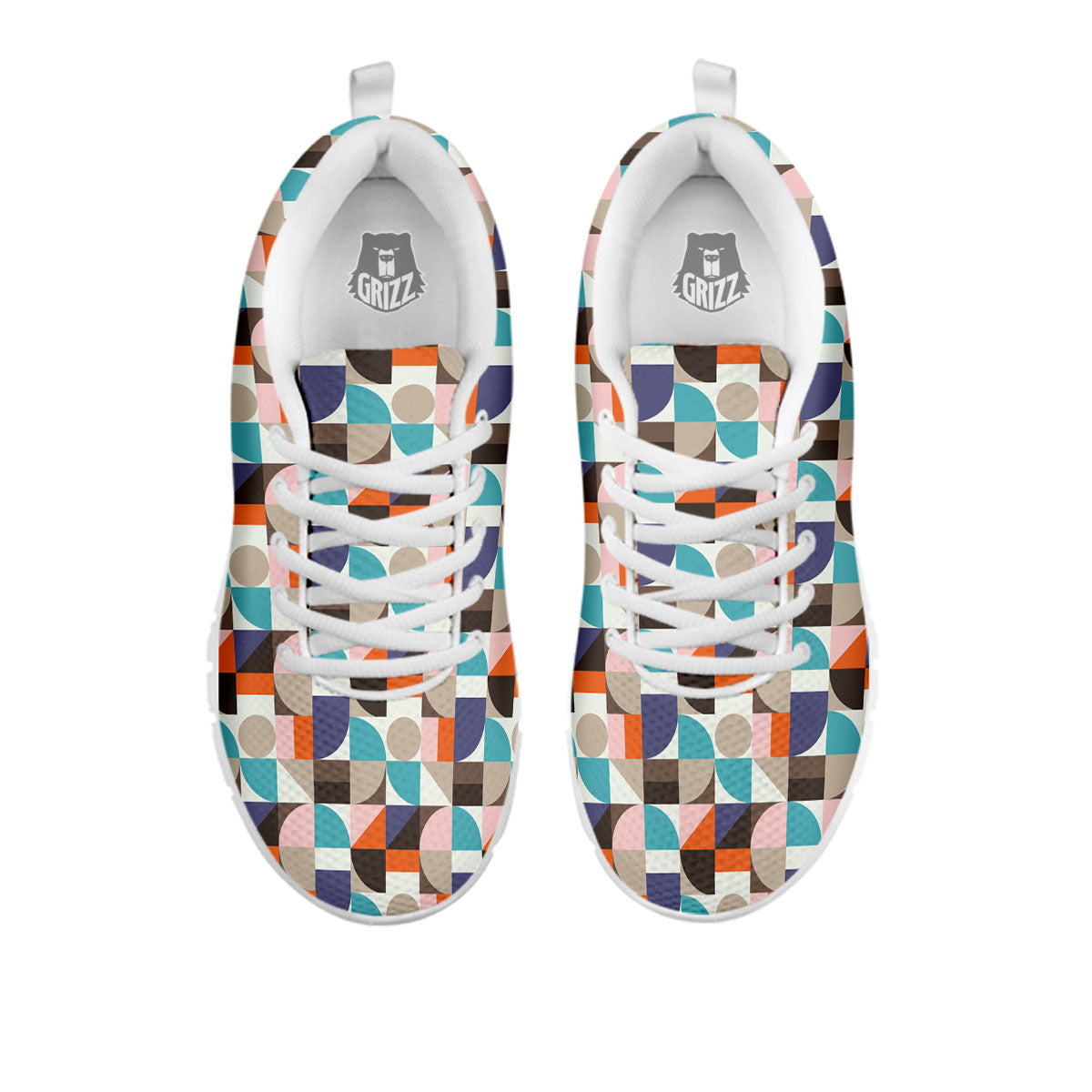 Geometric Shape Pastel Print Pattern White Sneaker-grizzshop