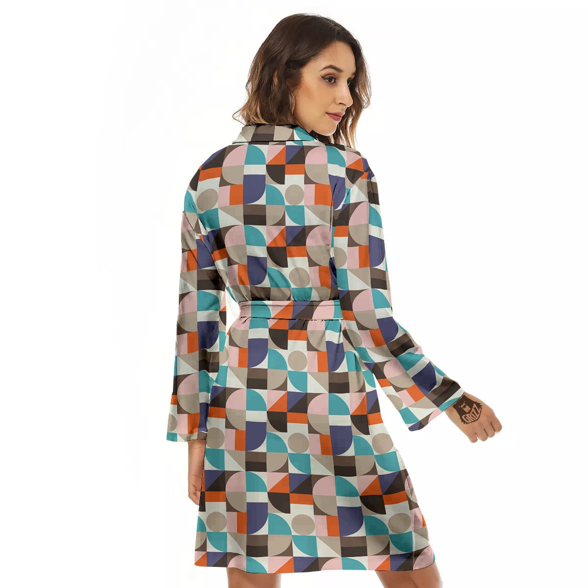 Geometric Shape Pastel Print Pattern Women's Robe-grizzshop