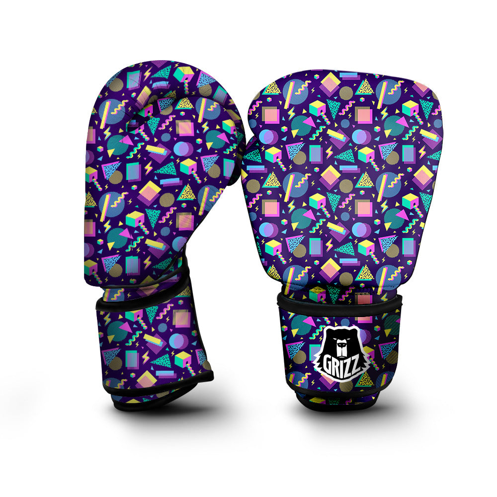 Geometric Shapes Neon Print Pattern Boxing Gloves-grizzshop