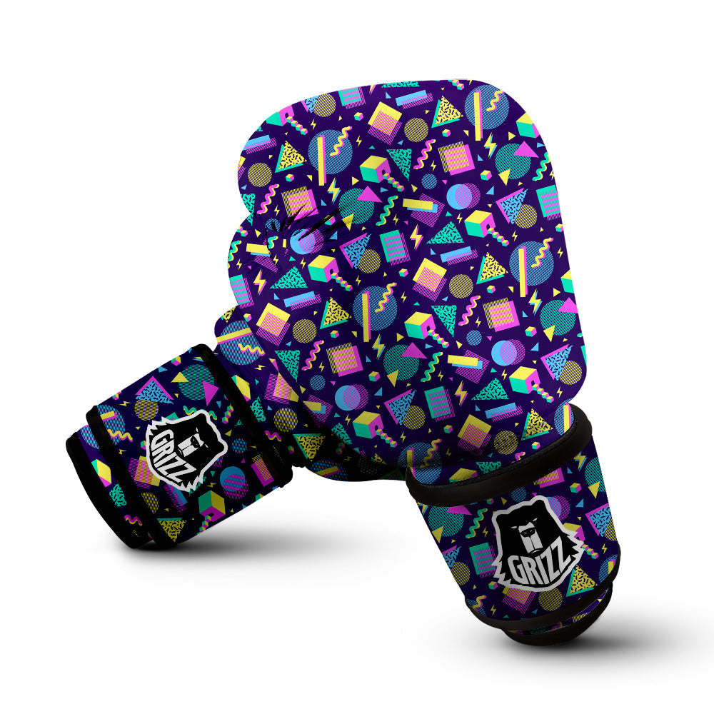 Geometric Shapes Neon Print Pattern Boxing Gloves-grizzshop