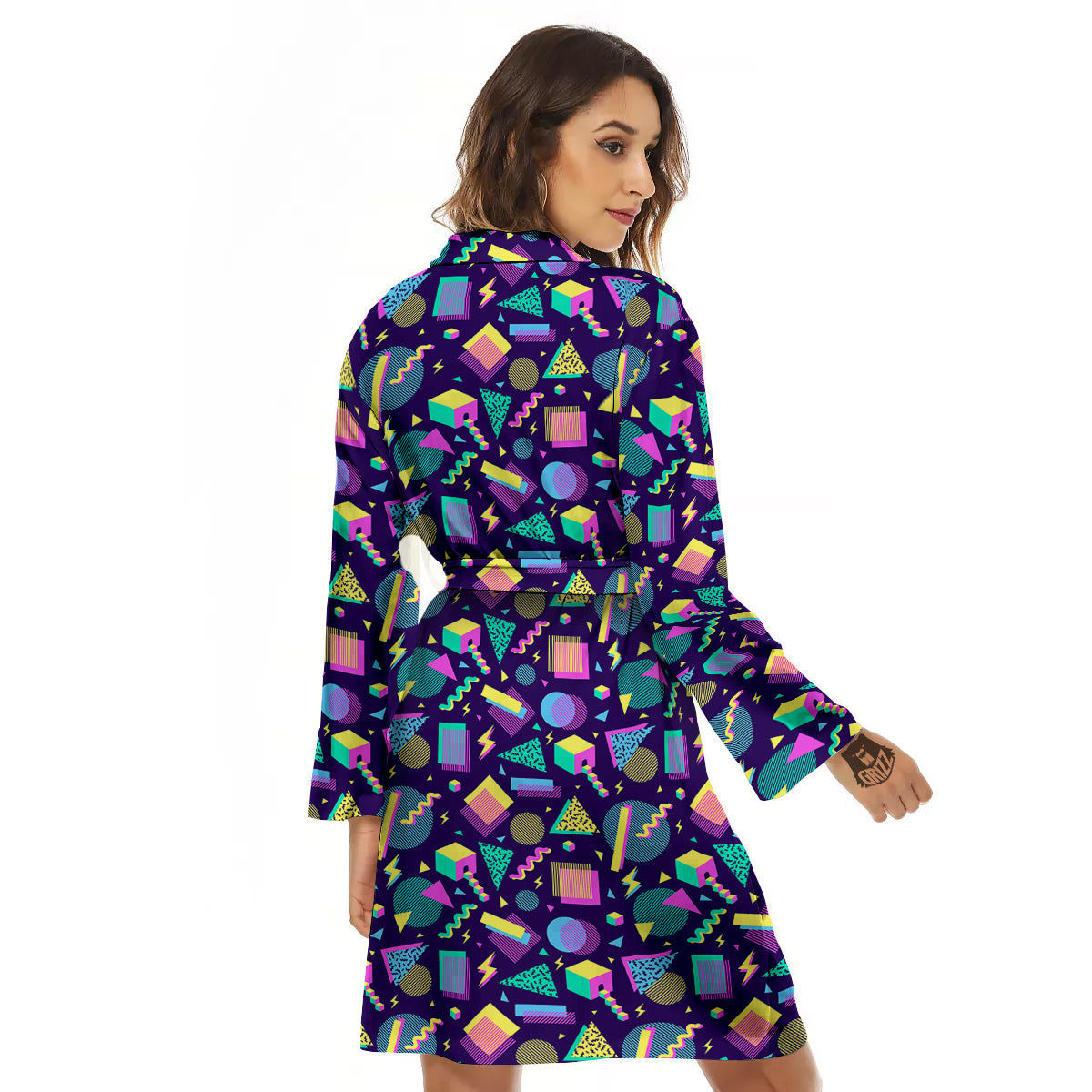 Geometric Shapes Neon Print Pattern Women's Robe-grizzshop