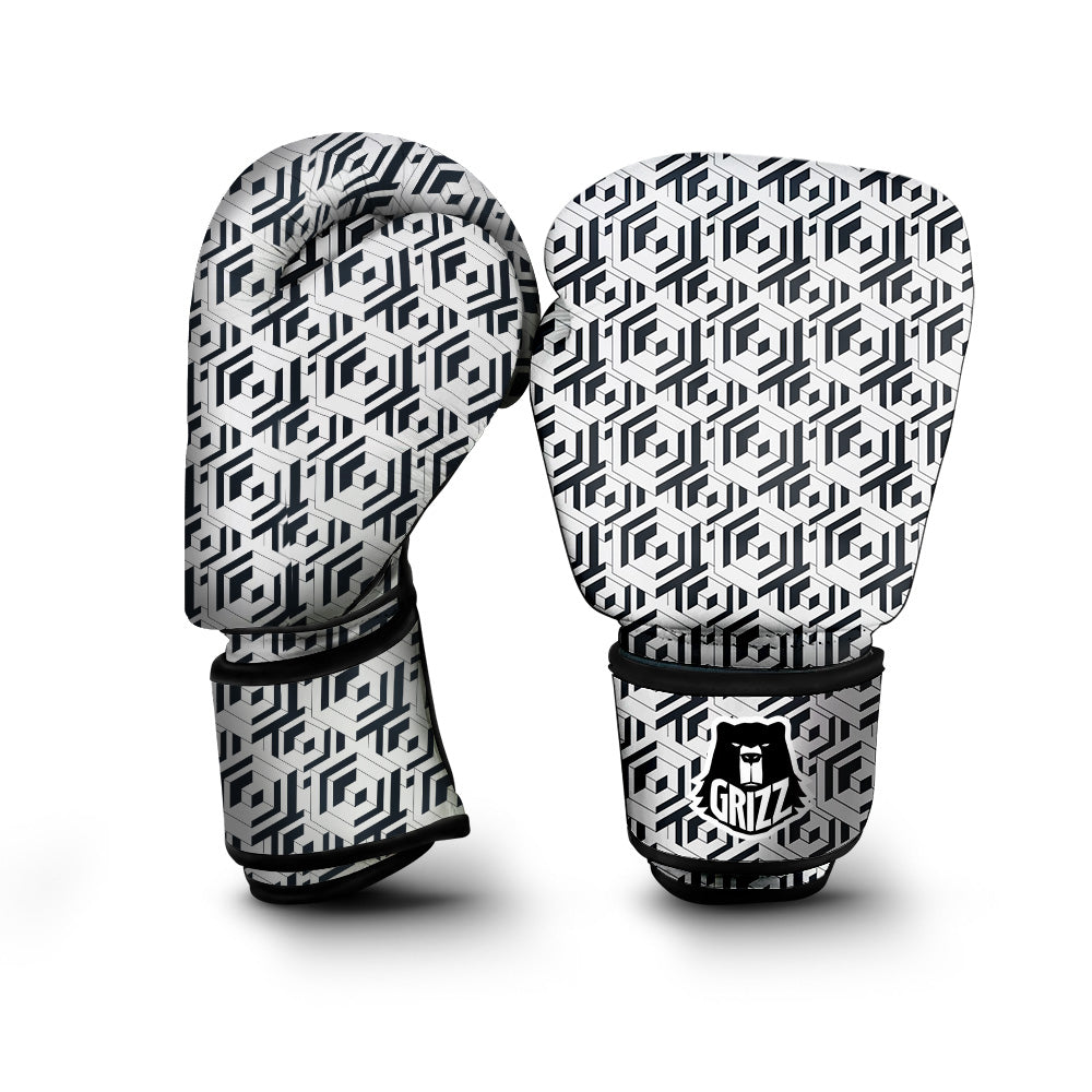 Geometric Simple Black And White Print Pattern Boxing Gloves-grizzshop