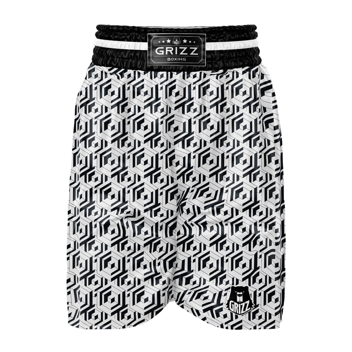 Geometric Simple Black And White Print Pattern Boxing Shorts