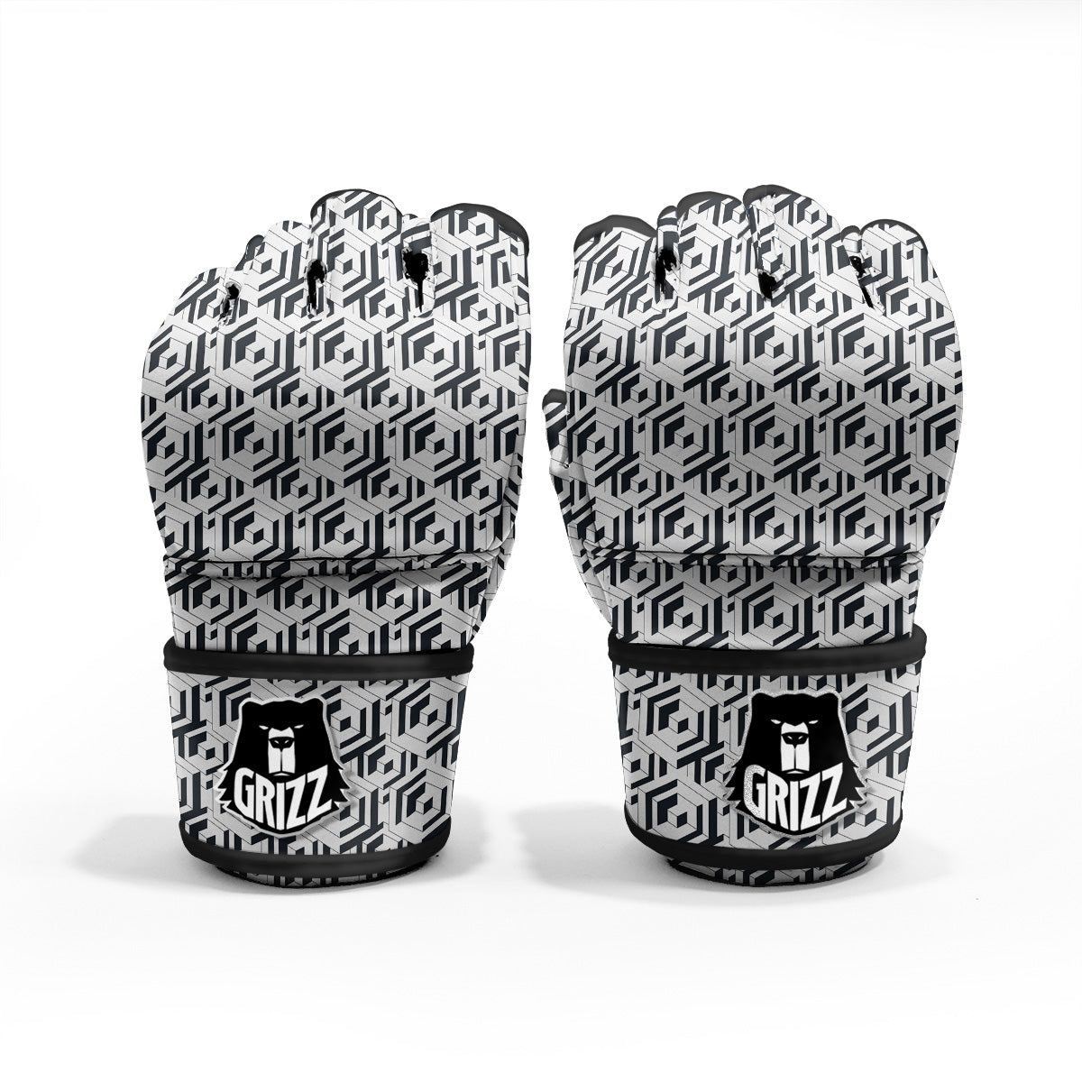 Geometric Simple Black And White Print Pattern MMA Gloves-grizzshop