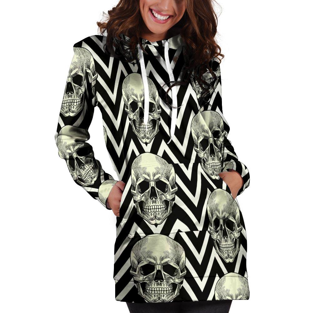 Geometric Skull Hoodie Dress-grizzshop