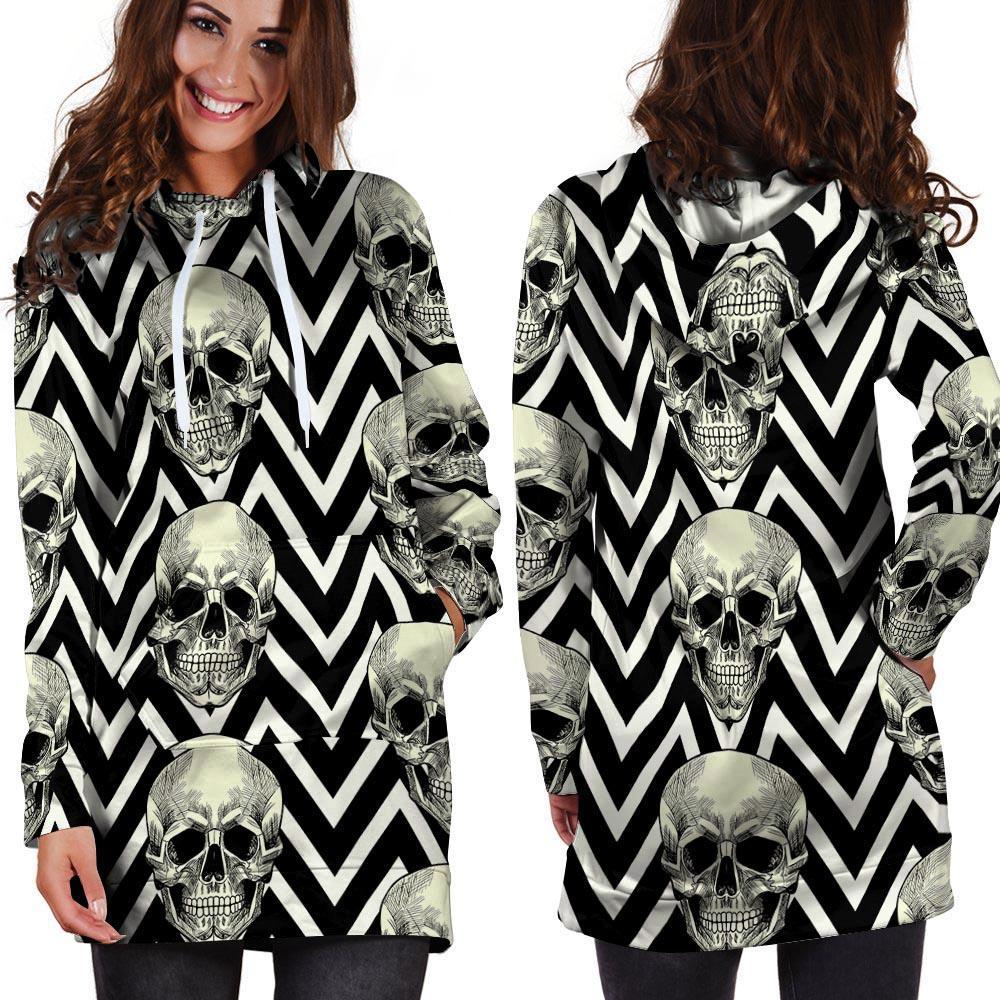 Geometric Skull Hoodie Dress-grizzshop