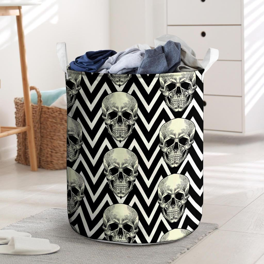 Geometric Skull Laundry Basket-grizzshop