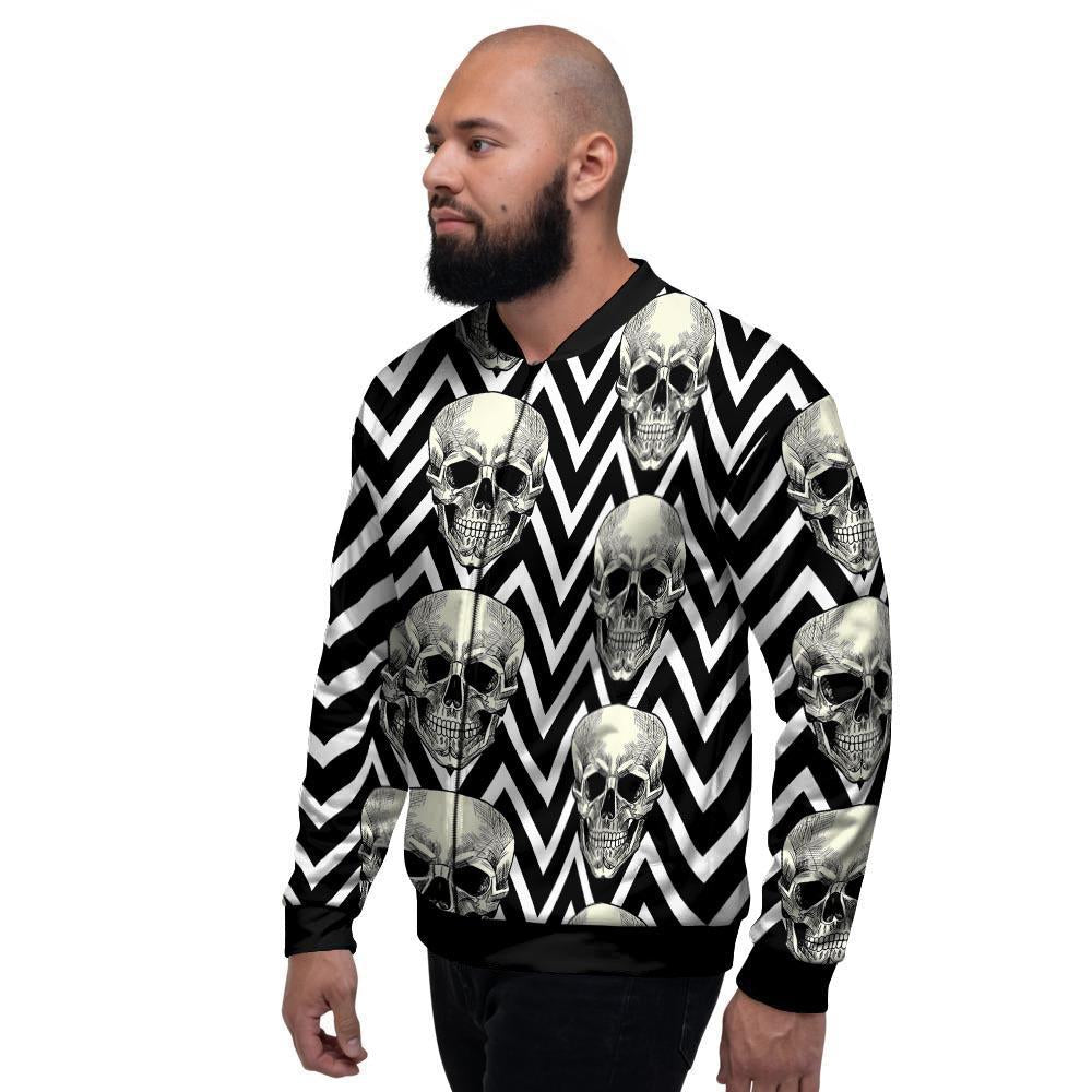 Geometric Skull Men's Bomber Jacket-grizzshop