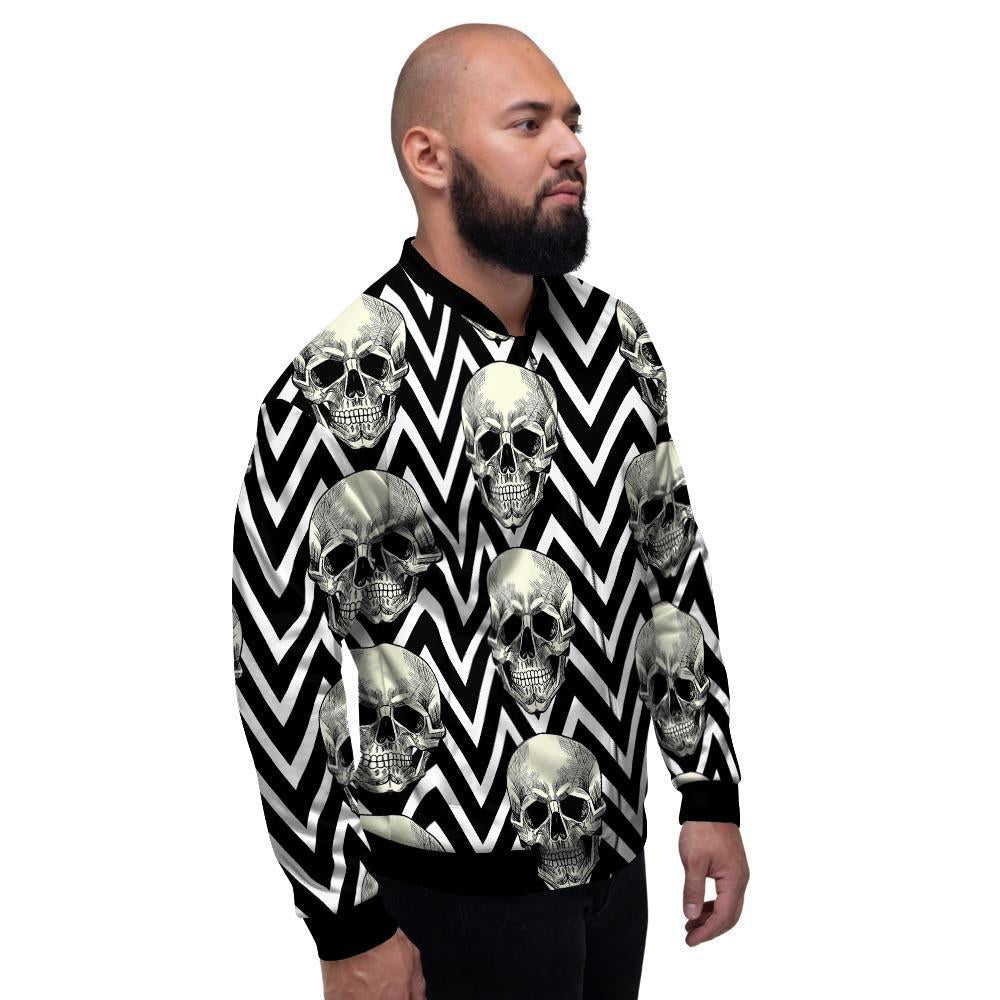 Geometric Skull Men's Bomber Jacket-grizzshop