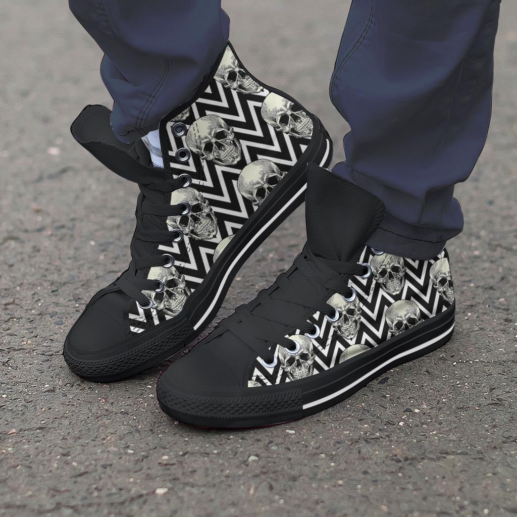 Geometric Skull Men's High Top Shoes-grizzshop