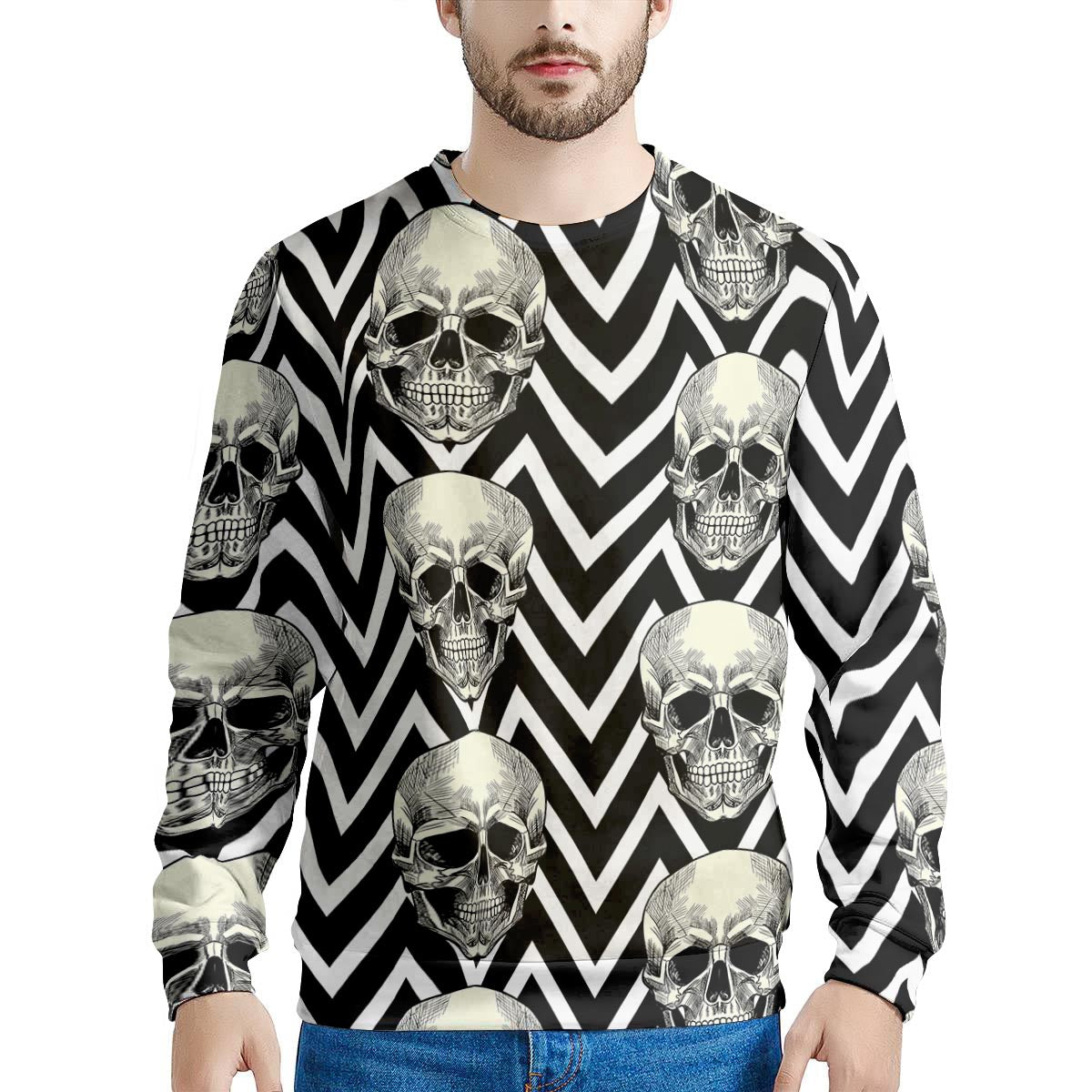 Geometric Skull Men's Sweatshirt-grizzshop