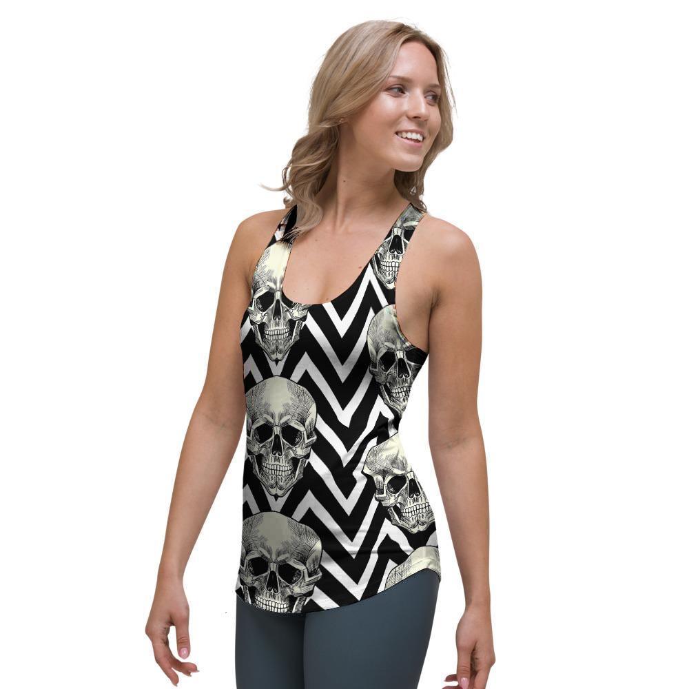 Geometric Skull Women's Racerback Tank Top-grizzshop