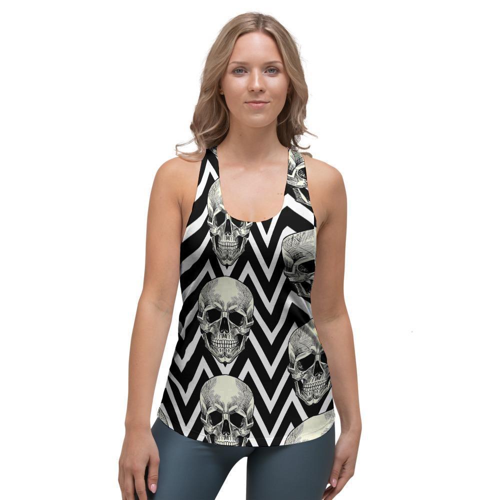 Geometric Skull Women's Racerback Tank Top-grizzshop