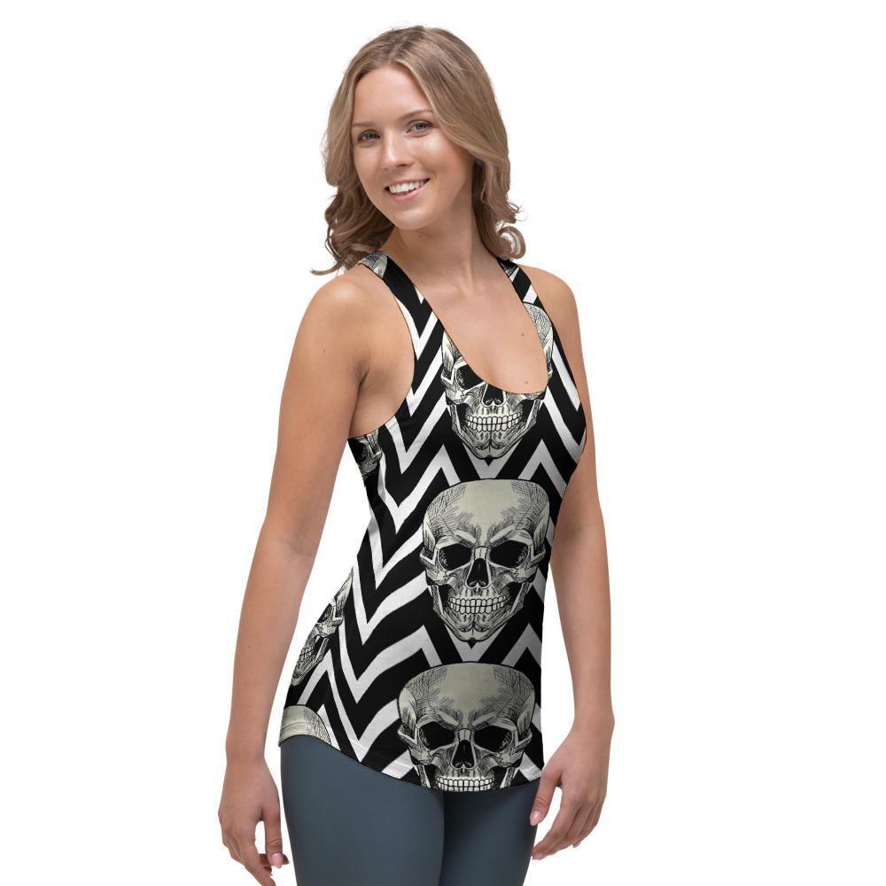Geometric Skull Women's Racerback Tank Top-grizzshop