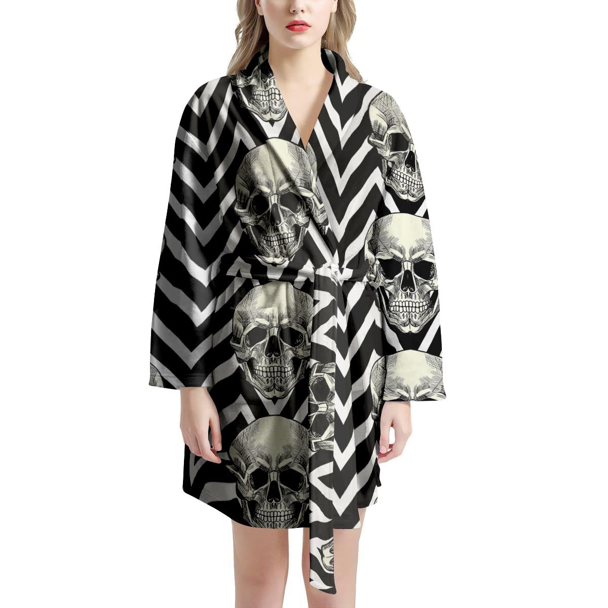 Geometric Skull Women's Robe-grizzshop