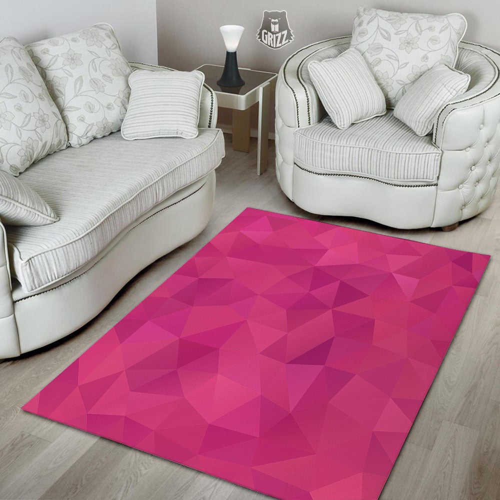 Geometric Square Pink Print Pattern Floor Mat-grizzshop
