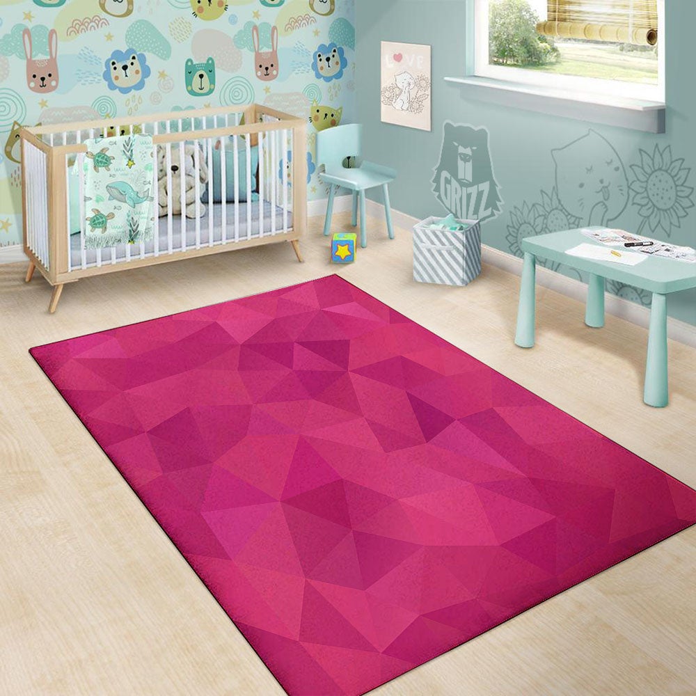 Geometric Square Pink Print Pattern Floor Mat-grizzshop