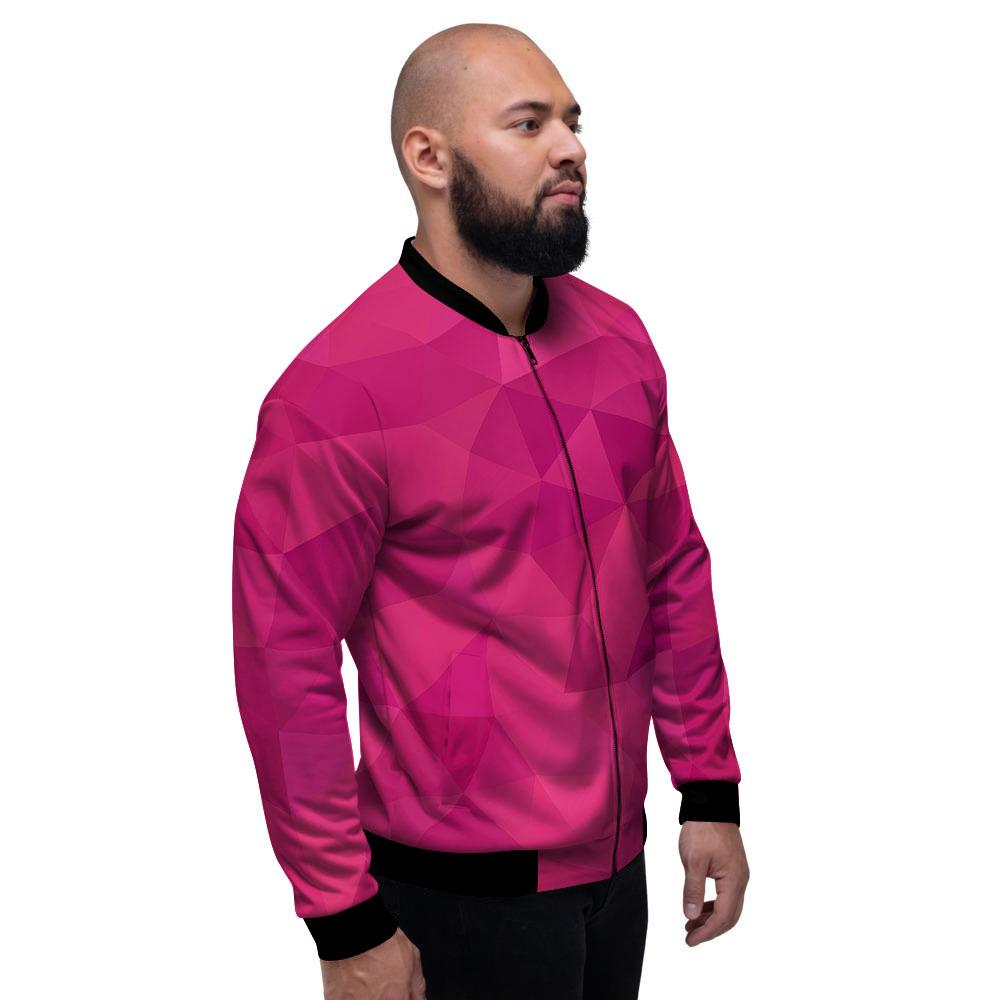 Geometric Square Pink Print Pattern Men's Bomber Jacket-grizzshop