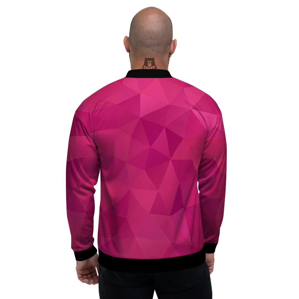 Geometric Square Pink Print Pattern Men's Bomber Jacket-grizzshop