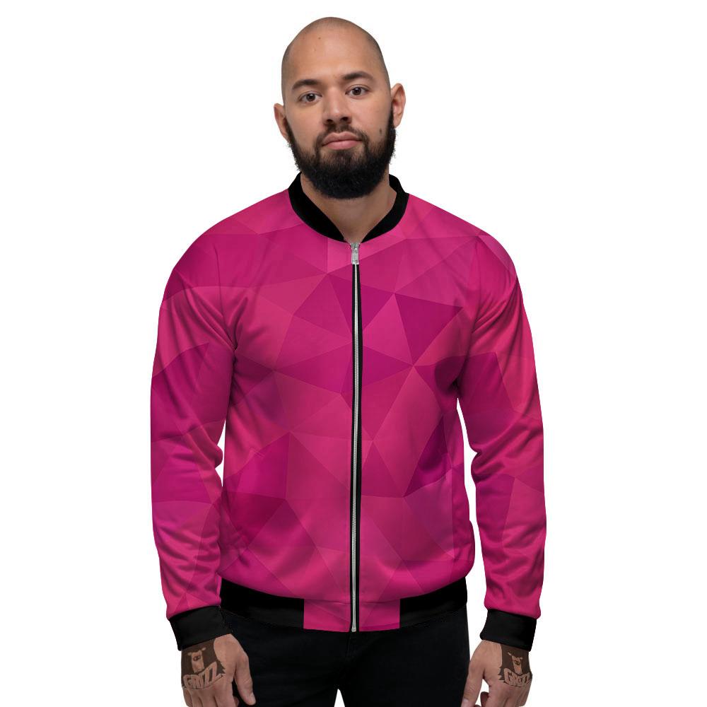 Geometric Square Pink Print Pattern Men's Bomber Jacket-grizzshop