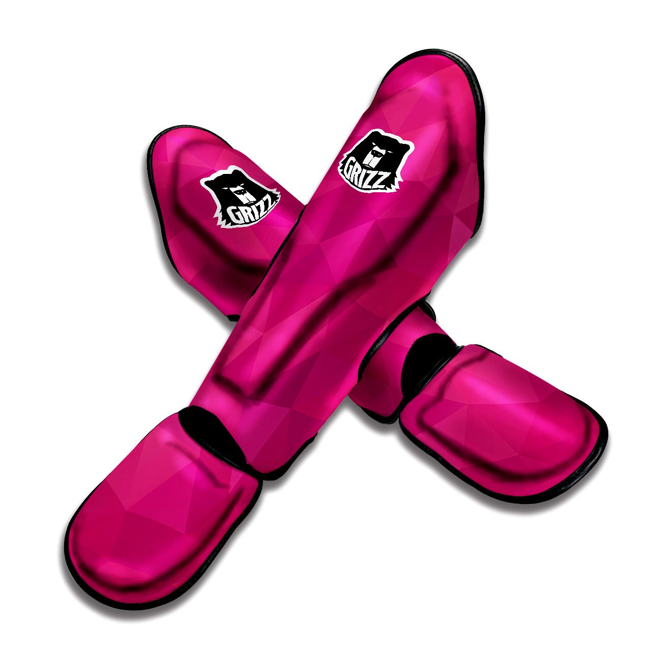 Geometric Square Pink Print Pattern Muay Thai Shin Guards-grizzshop