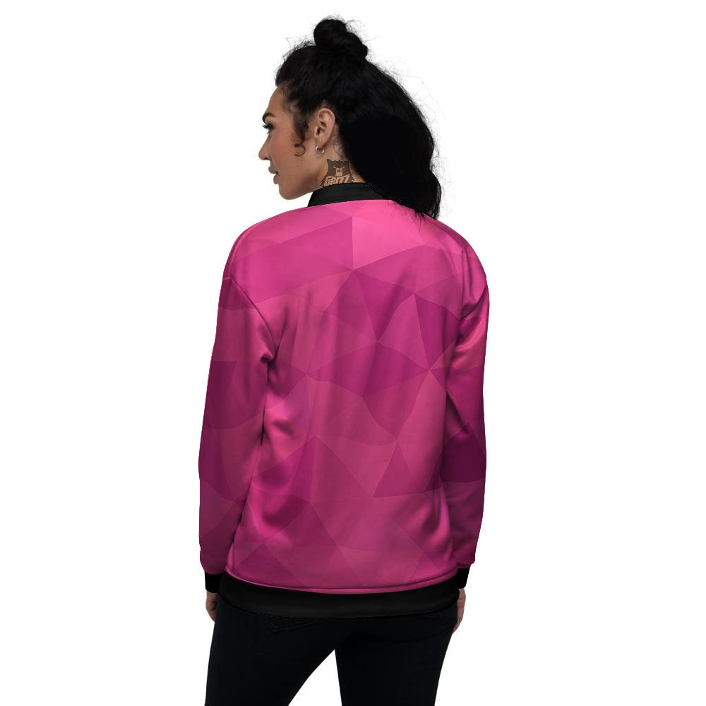Geometric Square Pink Print Pattern Women's Bomber Jacket-grizzshop