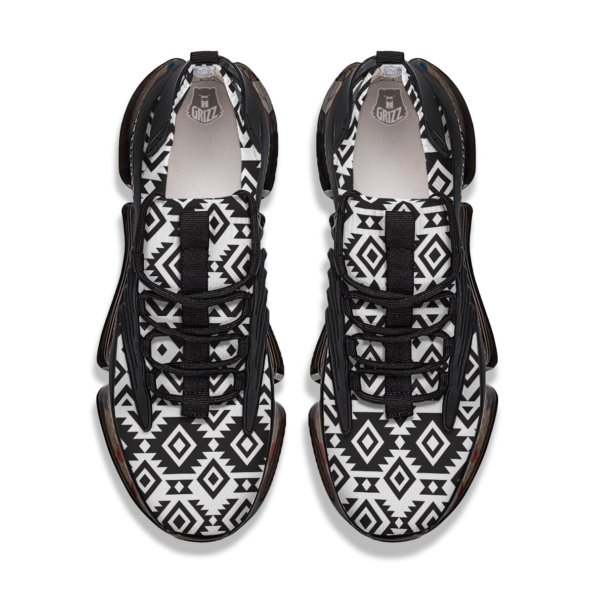 Geometric Tribal Aztec Print Pattern Black Gym Shoes-grizzshop