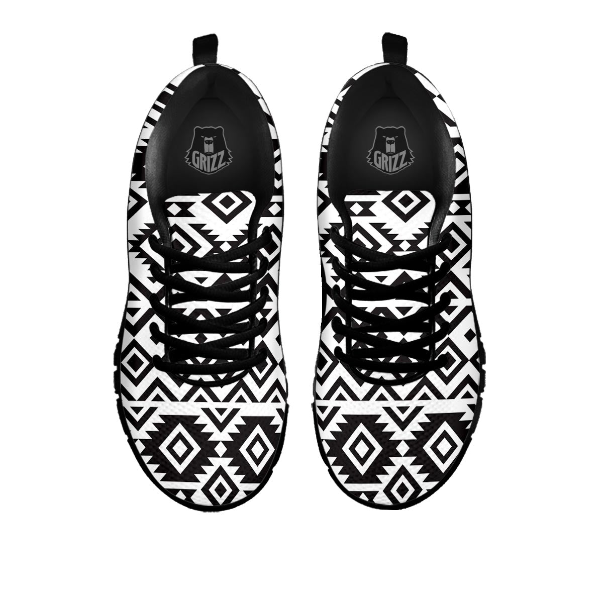 Geometric Tribal Aztec Print Pattern Black Sneaker-grizzshop