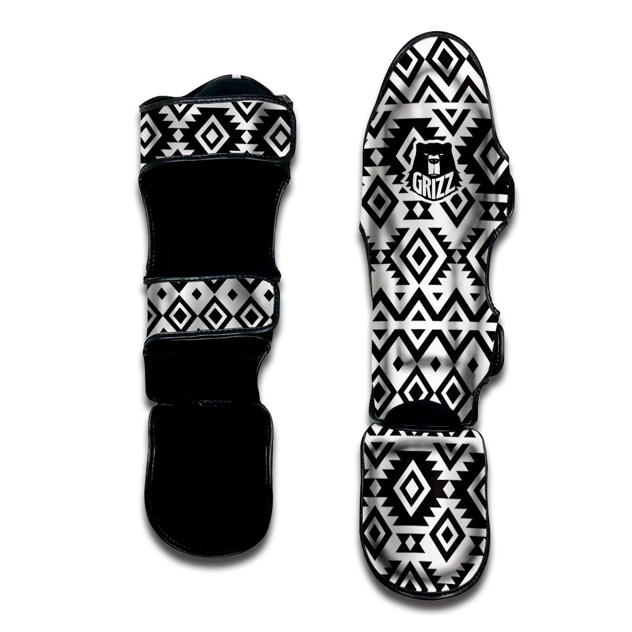 Geometric Tribal Aztec Print Pattern Muay Thai Shin Guards-grizzshop