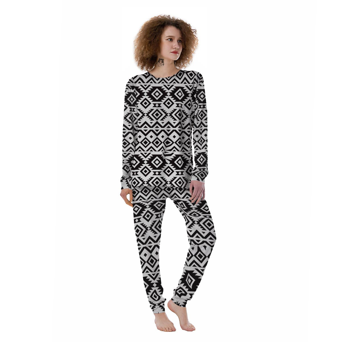 Geometric Tribal Aztec Print Pattern Women's Pajamas-grizzshop