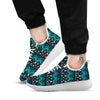 Geometric Turquoise Aztec Print Pattern White Athletic Shoes-grizzshop