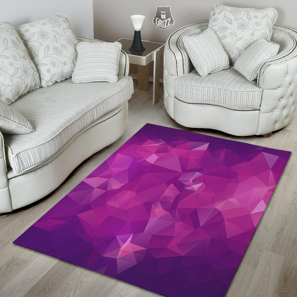 Geometric Violet Polygonal Print Floor Mat-grizzshop